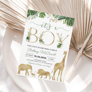 Invitation à la Baby Shower Safari Garçon Eléphant