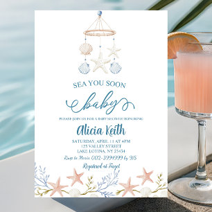 Invitation à la baby shower Sea you soon baby baby