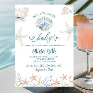 Invitation à la baby shower Sea you soon baby baby