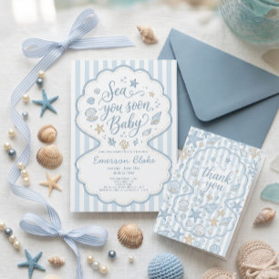 Invitation à la Baby Shower Sea You Soon   Mers Cô
