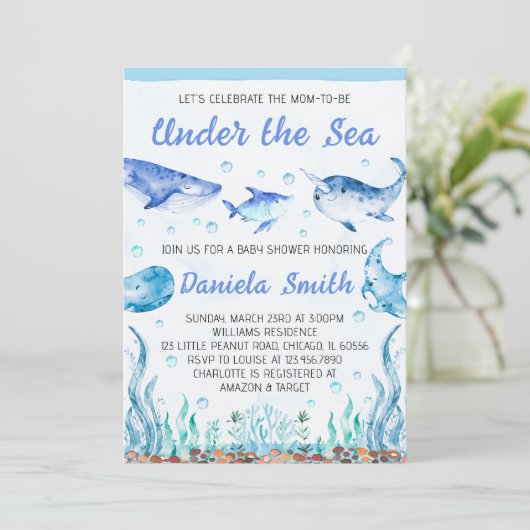 Invitation à la Baby Shower sous la mer (Debout devant)