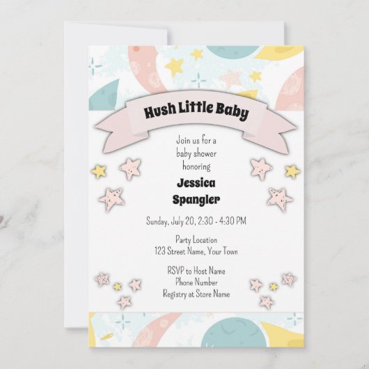 Invitation à la Baby Shower sur le thème de la Com (Devant)