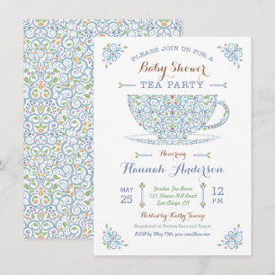 Invitation à la Baby Shower Tea Party- Baby Boy II