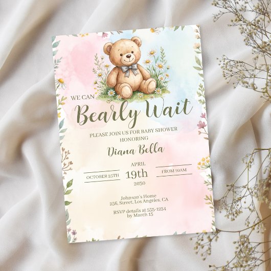 Invitation à la Baby Shower Teddy Bear