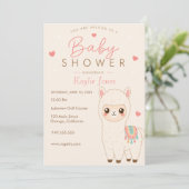 Invitation à la baby shower thème Alpaga (Debout devant)
