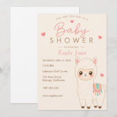 Invitation à la baby shower thème Alpaga (Devant / Derrière)
