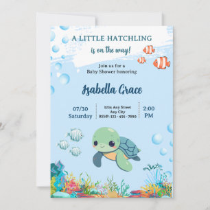 Invitation à la Baby Shower Tortue de Mer Petit No