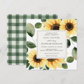 Invitation à la baby shower Tournesol et Verdure (Devant / Derrière)