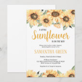 Invitation à la Baby Shower Tournesol Rustique (Devant / Derrière)