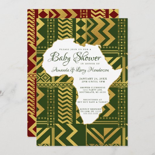 Invitation à la Baby Shower Tribale Africaine (Devant / Derrière)