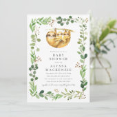 Invitation à la baby shower Twin Sloth (Debout devant)