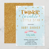 Invitation à la baby shower Twinkle Twinkle (Devant / Derrière)
