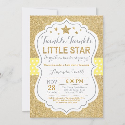 Invitation à la Baby Shower Twinkle Twinkle Little (Devant)