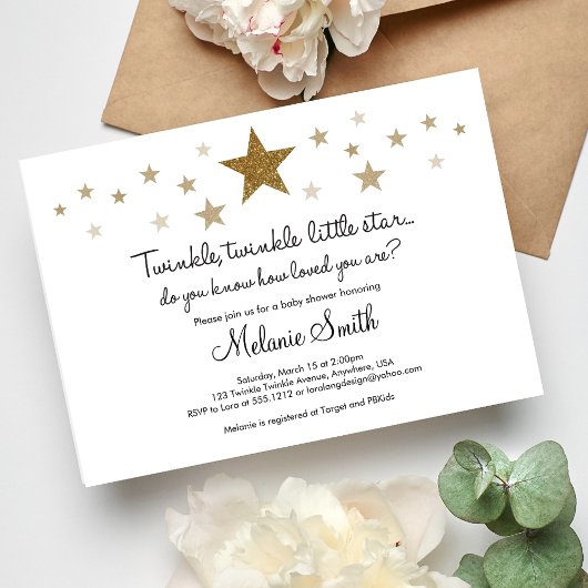Invitation à la Baby Shower Twinkle Twinkle Little