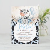 Invitation à la Baby Shower Vache Sacrée Garçon Va (Debout devant)