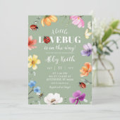 Invitation à la baby shower Wildflower Lovebug Bab (Debout devant)