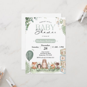 Invitation à la baby shower Woodland
