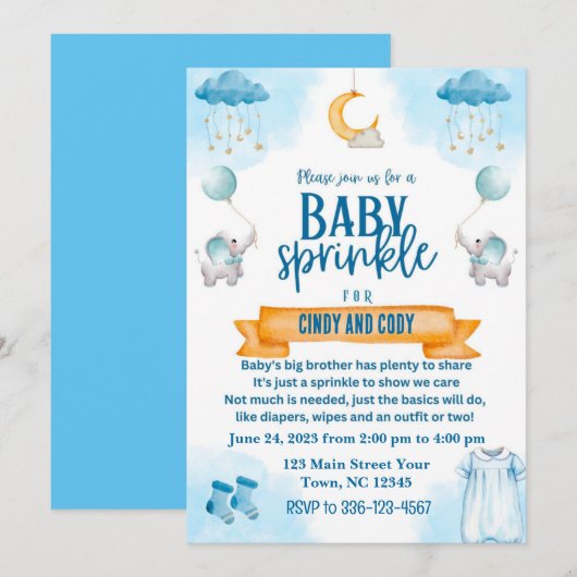 Invitation à la Baby Sprinkle (Devant / Derrière)