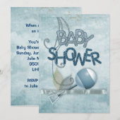 Invitation à la Babydouche de Blue Rattle (Devant / Derrière)