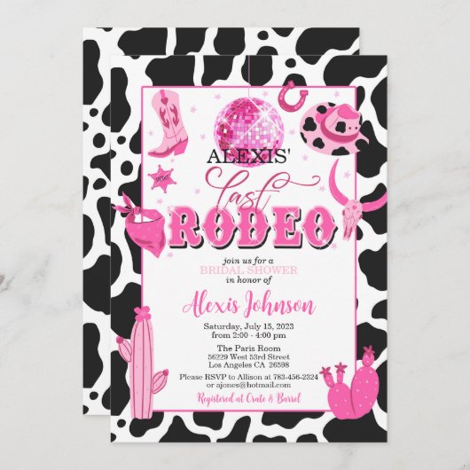 Invitation à la bachelorette/douche nuptiale de Ro (Devant / Derrière)