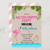 Invitation à la bachelorette flamingo (Devant / Derrière)