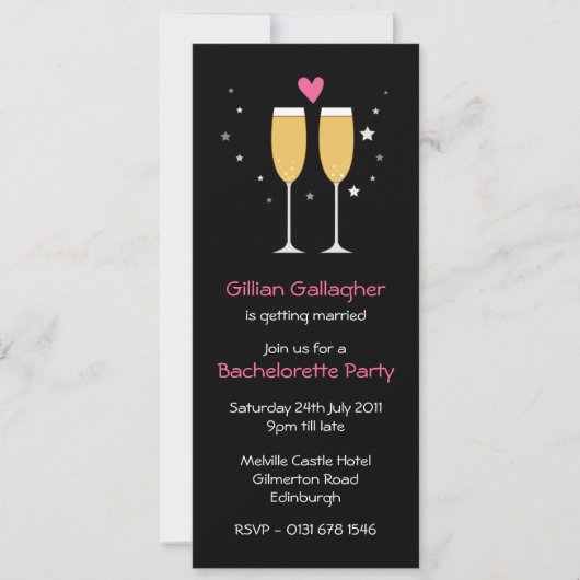 Invitation à la Bachelorette Toast de Champagne (Devant)