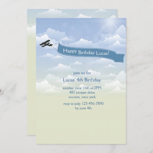 Invitation à la bannière d'avion (Devant / Derrière)