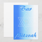 Invitation à la Bar Mitzva avec étoile de David et (Devant / Derrière)