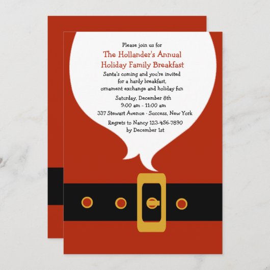 Invitation à la barbe blanche de Père Noël (Devant / Derrière)