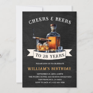 Invitation À la bière & Cheers Rustique 28ème Anniversaire Co