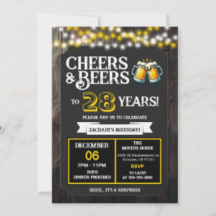 Invitation À la bière et aux acclamations pour 28 ans, surpri