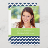 Invitation à la billard photo Lime Blue Chevron (Devant / Derrière)