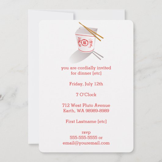 Invitation à la boîte de réception du restaurant c (Devant)