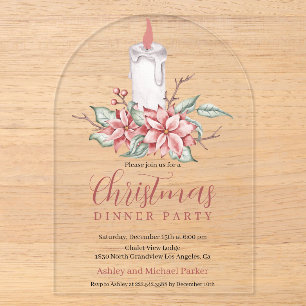 Invitation à la bougie de Noël aquarelle