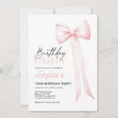 Invitation à la bow d'anniversaire, Coquette rose (Devant)