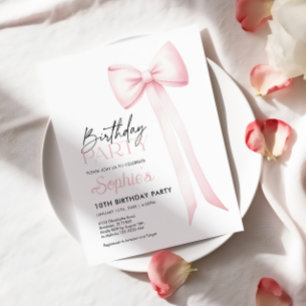 Invitation à la bow d'anniversaire, Coquette rose 