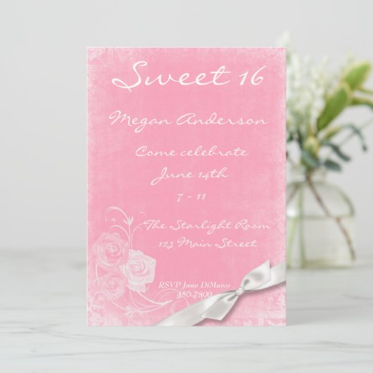 Invitation à la bow des roses blanches roses (Debout devant)