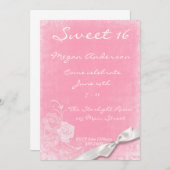 Invitation à la bow des roses blanches roses (Devant / Derrière)