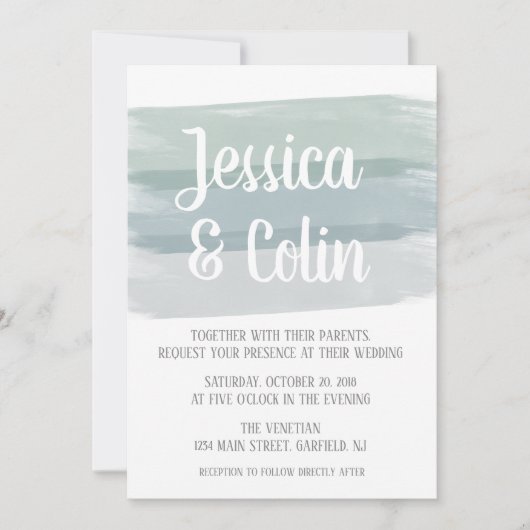 Invitation à la brosse de l'aquarelle mariage (Devant)