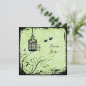 Invitation à la cage à oiseaux vertes et noires et (Debout devant)