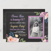 Invitation à la calque photo de Fleur violet anniv (Devant / Derrière)