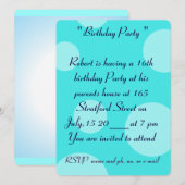 Invitation à la carte d'anniversaire 16e (Devant / Derrière)