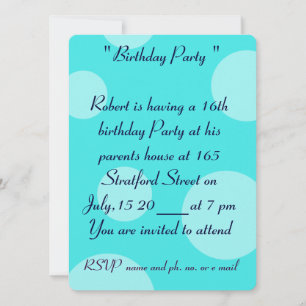 Invitation à la carte d'anniversaire 16e