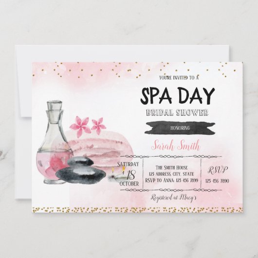 Invitation à la carte de douche de Spa (Devant)