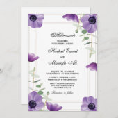 invitation à la carte de mariage à fleurs violette (Devant / Derrière)