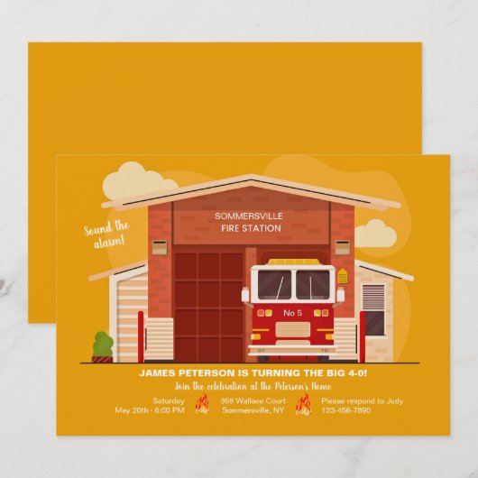 Invitation à la caserne de pompiers (Devant / Derrière)