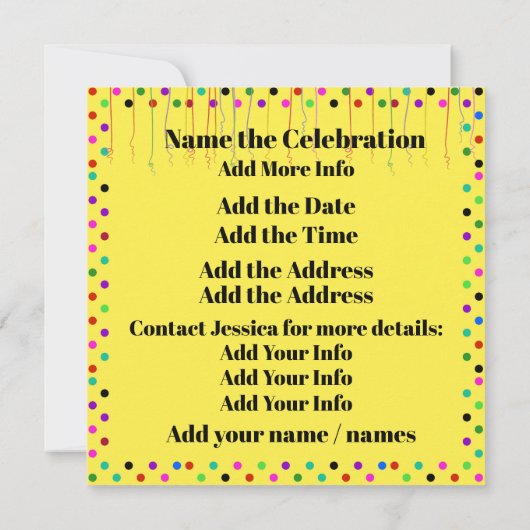 Invitation à la célébration (Dos)