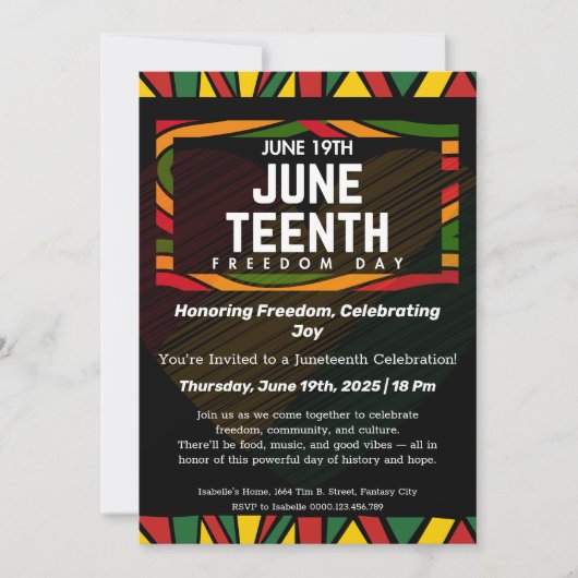 Invitation à la célébration de Juneteenth en l'hon (Devant)