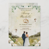 Invitation à la célébration de la mariage verte bl (Devant / Derrière)