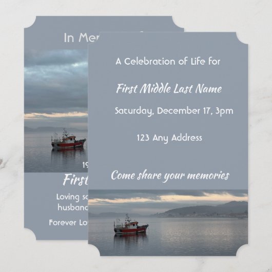 Invitation à la célébration de la vie pêcheur bate (Devant / Derrière)